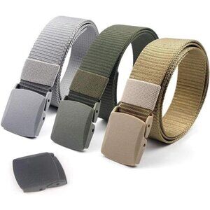 3-Pack Nylon Canvas Belt Plastic Buckle Belt Travel Adjustable Nylon Web Belt